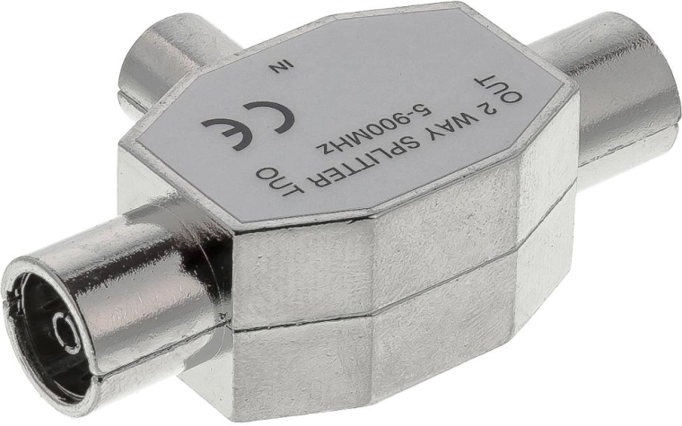 Sencor Coaxial Two-Way Splitter 1M–2F Nickel