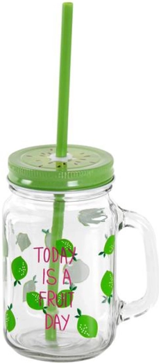 TORO Fruit Mason Jar with Straw 450 ml