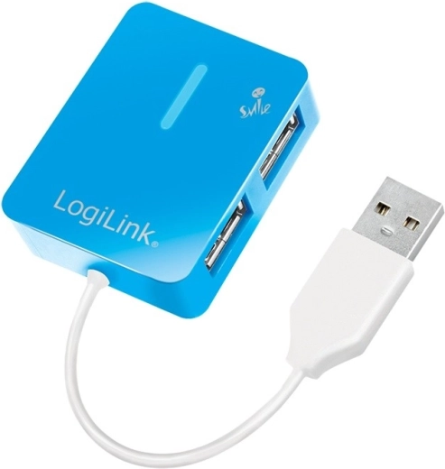 USB хъб 2.0 LogiLink Smile, 4 порта, син