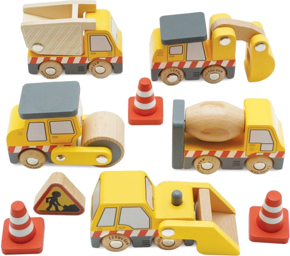 Le Toy Van wooden construction vehicle set for kids