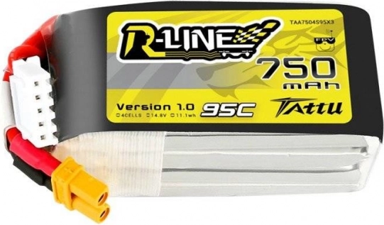 Tattu R-Line 750 mAh 14.8 V 95C LiPo Battery 4S with XT30 Connector