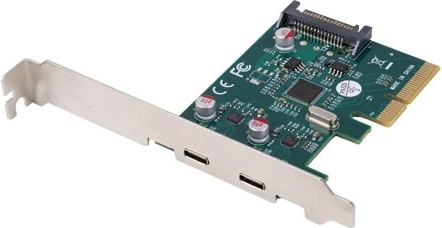 PCIe карта с 2× USB‑C 3.2 Gen 2x1 (10 Gb/s) – low profile