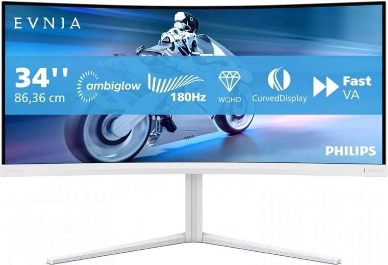 Извит геймърски монитор 34" VA 180 Hz с Ambiglow