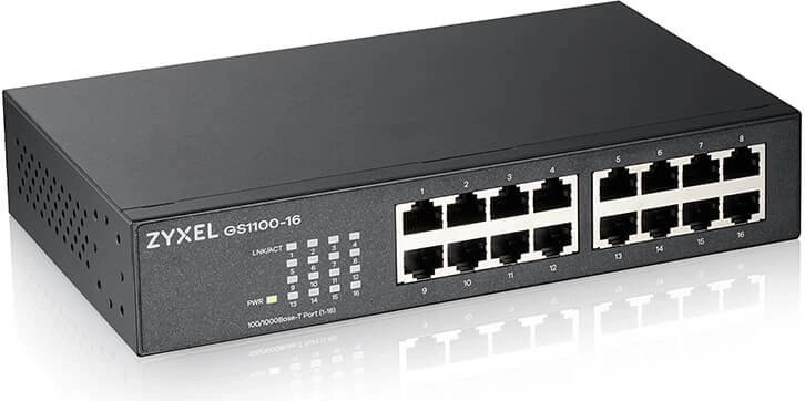Zyxel гигабитов неуправляем суич GS1100 с 16 порта