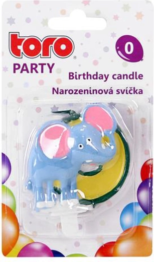 Свещ за торта цифра 0 със слон TORO 5 см