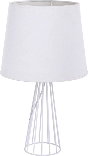 White table lamp with metal grid base 40 cm
