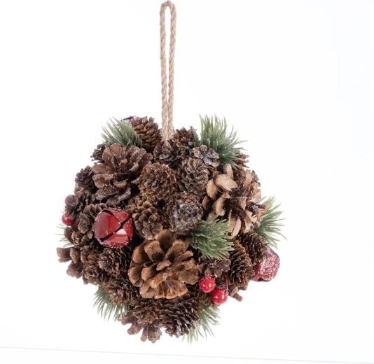 Natural look with pinecones and red accents