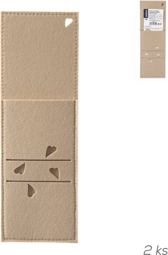 Felt cutlery pouch with beige hearts