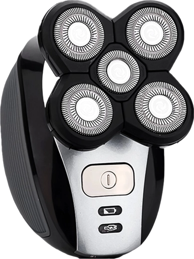 Men's electric shaver with five rotary heads
