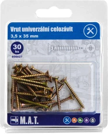 Universal screw, full thread 3.5 × 35 mm, zinc-plated, 30 pcs