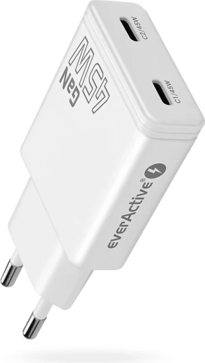 EverActive Super Slim GaN 45 W Wall Charger with 2× USB-C (SC-465Q)