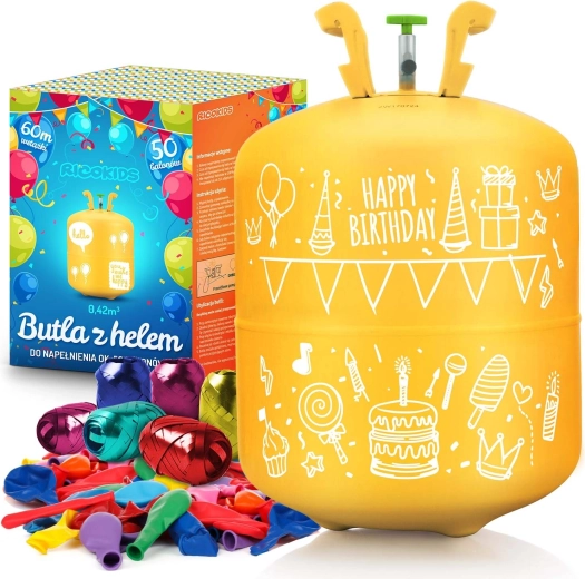Еднократна хелиева бутилка 0,42 м³ с 50 балона и лента RICOKIDS