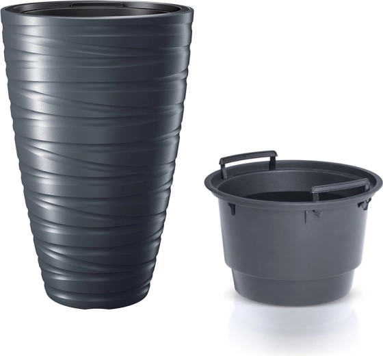 Tall planter with insert MAZE 37.5 cm – anthracite