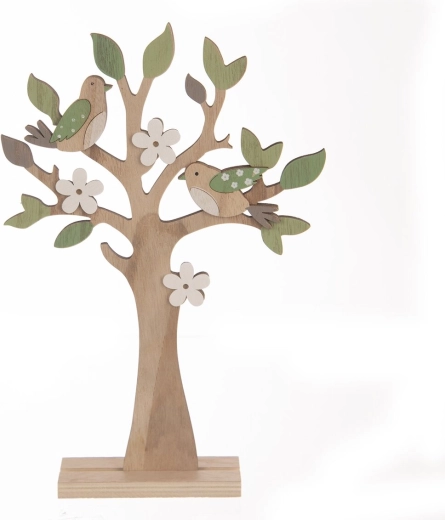 Tree Decoration with Birds, Brown-Green, 31 cm