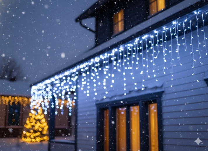 Светлинна завеса LED „ледени висулки“ 300 LED студено бяла 12 м - 1 брой