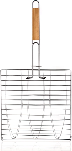 Fish grilling basket with wooden handle 54 × 27 × 27 cm