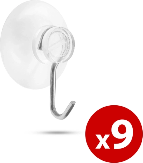 Wall Hook with Suction Cup, 9 pcs