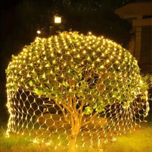 Коледна LED светлинна мрежа топло бяла 2 × 2 м, 144 LED, 8 режима