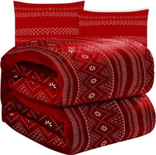 Ruhhy soft warm blanket 160 × 200 cm with a winter motif + 2 pillowcases 40 × 40 cm