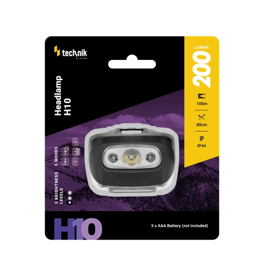 Technik MT-H10 headlamp with white and red LED light, 200 lm