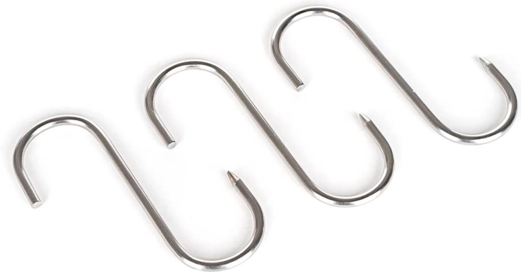 AKCENT stainless steel smoking hooks 11 × 8.5 cm, 5 mm diameter (3 pcs)