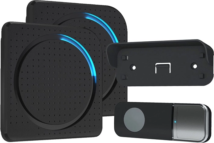 Solight wireless plug-in doorbell with button, 200 m range, black (learning code)