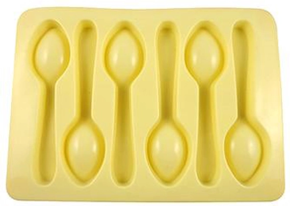 Silicone mold for ice and chocolate in the shape of spoons, cream