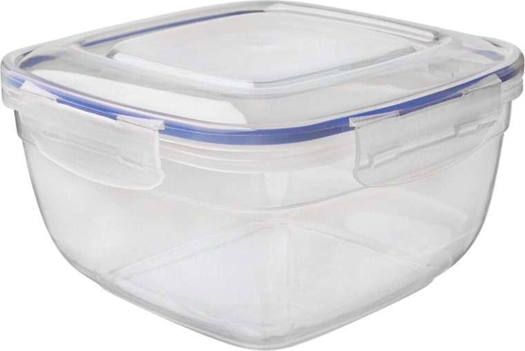 Prim square plastic storage container with seal, 0.9 l