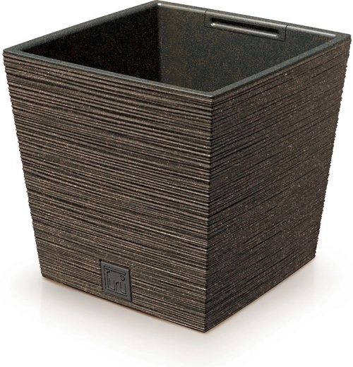 Furu Square Low Eco Wood Planter with Insert 29.5 cm – Coffee