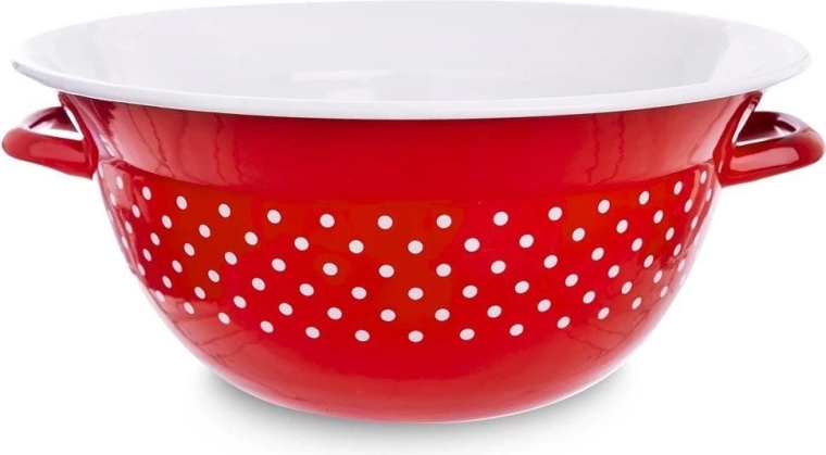 Enamelled kitchen bowl red with polka dots 26 cm, 2.5 l