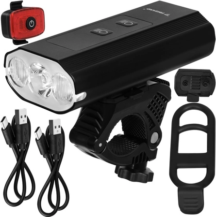 Trizand set of bicycle lights LED 1300 lm (front + rear), USB-C, 5200 mAh, IP65