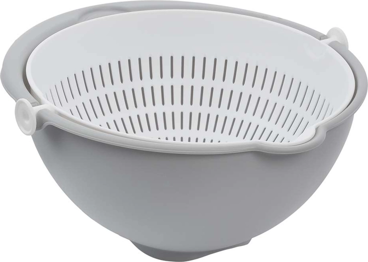 2-in-1 Salad Colander, Nordic Grey, 25 × 25 × 12 cm