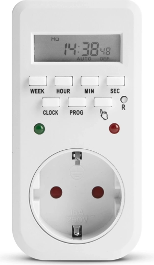 Digital timer switch with LCD display and LED indicators