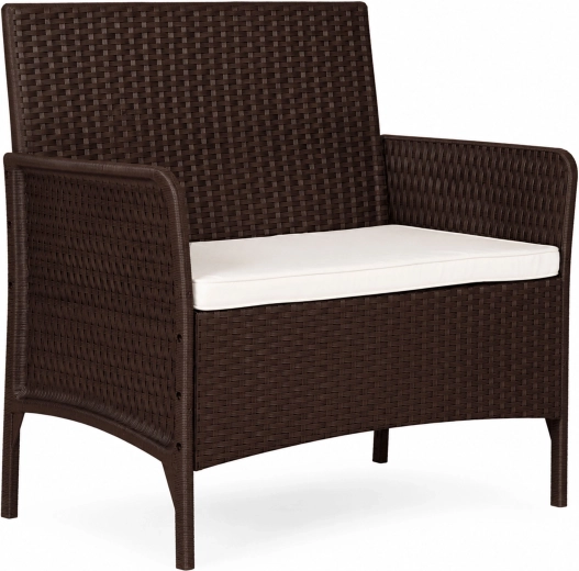 MultiGarden two-seater garden sofa with cushion in rattan look, brown