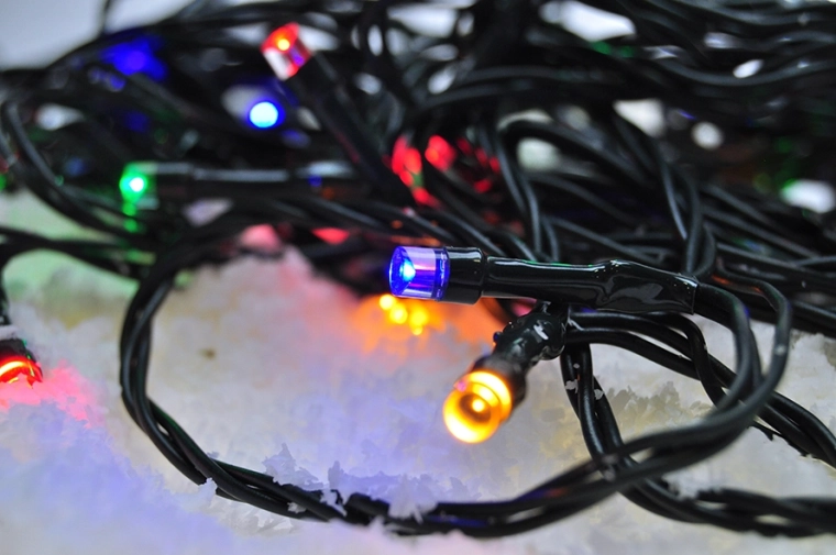Solight LED външна коледна светлинна верига, 200 LED, многоцветна, 8 режима, таймер, IP44