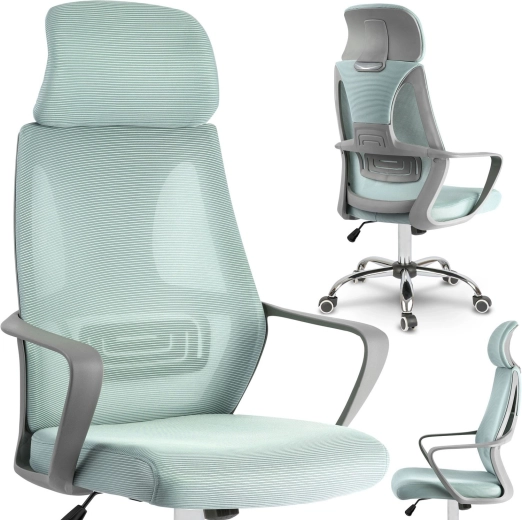 Praga office chair in light blue micro-mesh