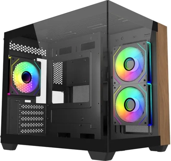 Elite 481 Wood mATX PC case with 270° panoramic glass
