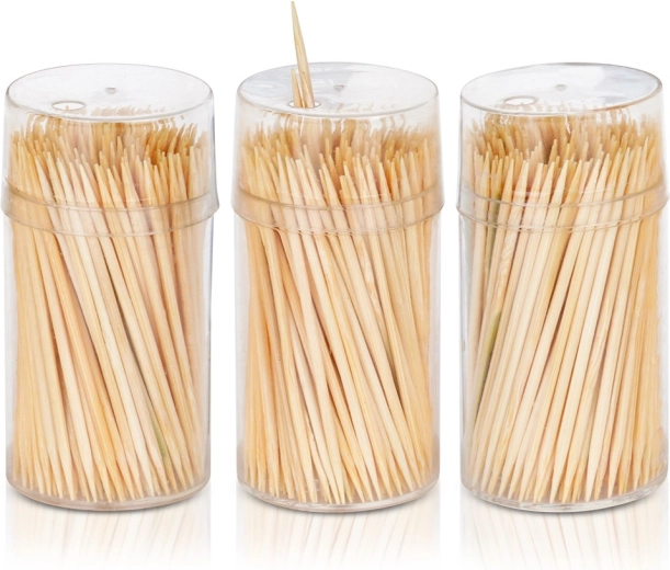 Bamboo toothpicks 6.5 cm, 3×200 pcs in dispenser