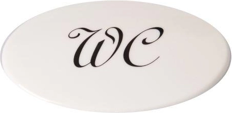 Табелка за врата WC за комплект, бяла пластмаса