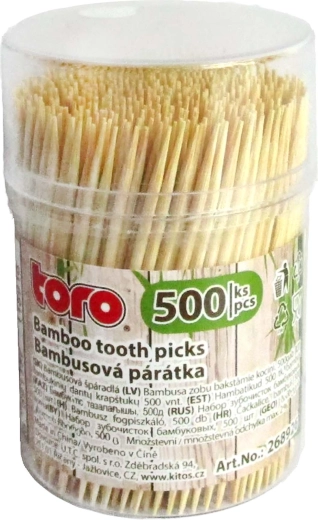 TORO bamboo toothpicks with dispenser 500 pcs