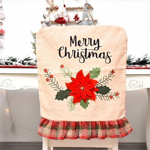 Christmas chair back cover with a Christmas star motif