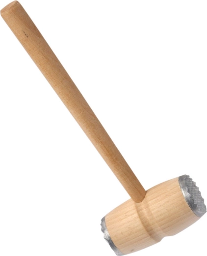Wooden meat mallet with metal ends