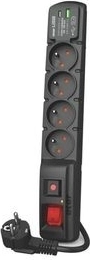 Пренапрежителен удължител Acar F4 с USB A+C, 5 м, 4× 230 V, PD 3.0 и QC, черен