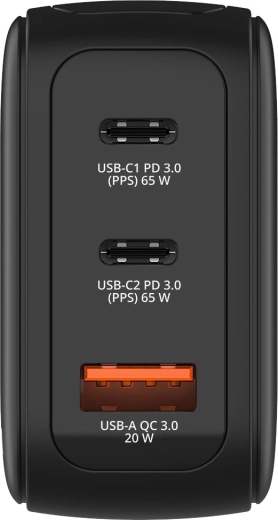 3 ports for simultaneous charging up to 65 W