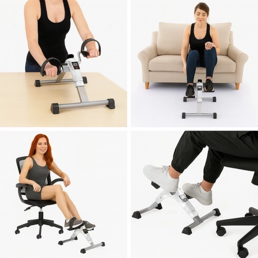 Compact pedal exerciser for under a desk or by the sofa