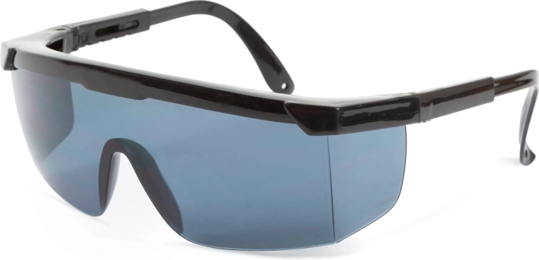 Safety glasses over prescription glasses with UV protection, smoke gray
