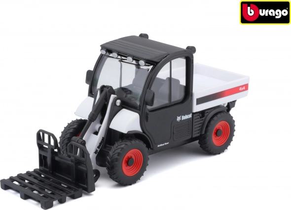 Bburago Bobcat Toolcat 5600 with fork attachment – white/black metal model