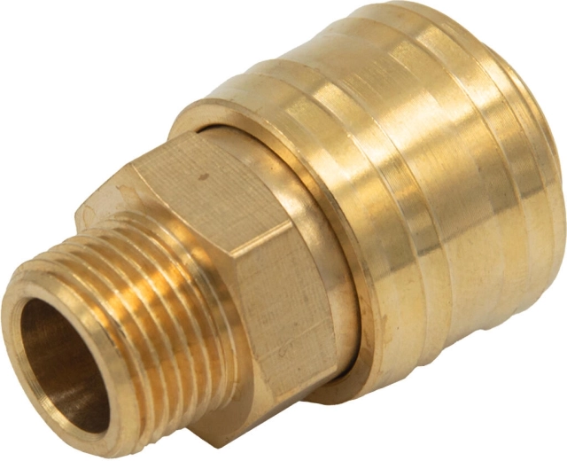Quick connector with 3/8" male thread, brass