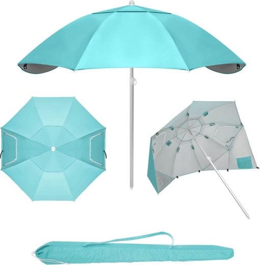 Foldable 2-in-1 beach umbrella (windbreak / beach tent) in a case - 1 piece