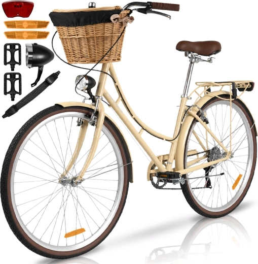 Women's city bike Avilo creamy with basket